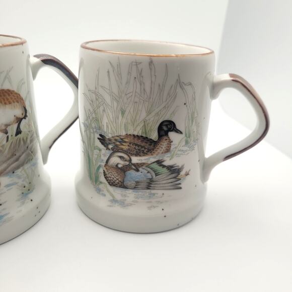 Vintage Duck Coffee Mug Pair Made in Japan Ceramic Mallard Waterfowl Cabin Decor - Picture 3 of 12